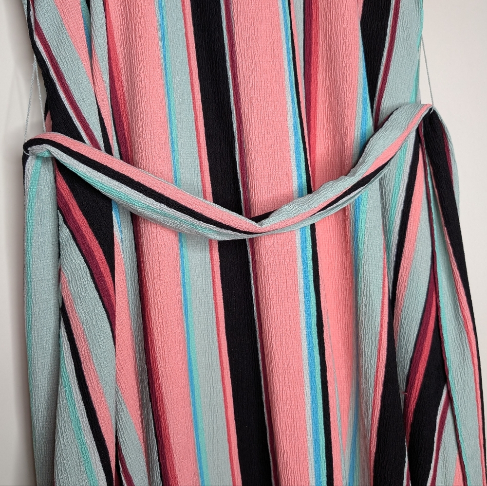 Lane Bryant Women's Pastel Multicolor Button-Front Belted Midi Dress Size 14/16 - Picture 13 of 16